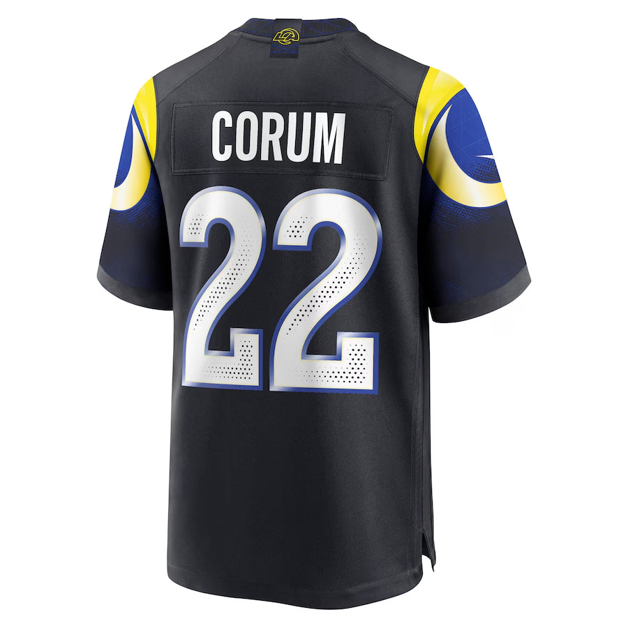 LA.Rams #22 Blake Corum Player Midnight Blue Rivalries Collection Game Football Jerseys