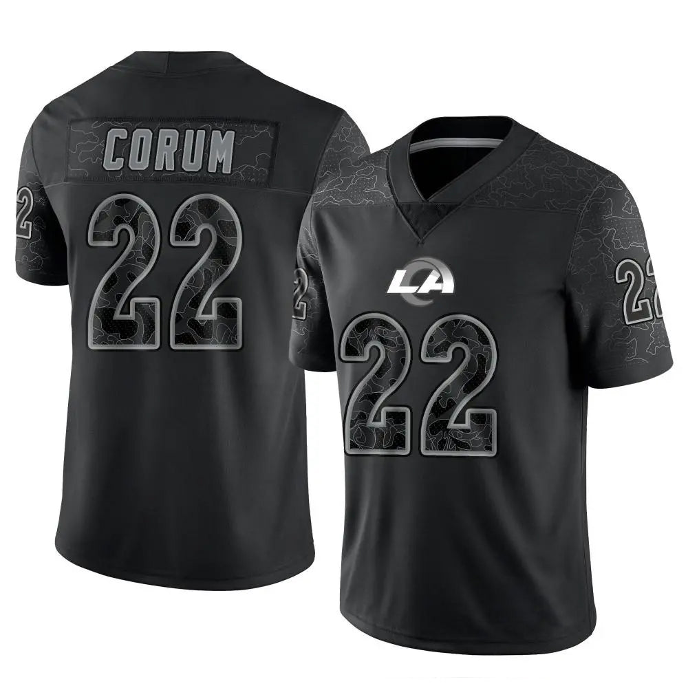 LA.Rams #22 Blake Corum Player Black RFLCTV Limited Football Jerseys