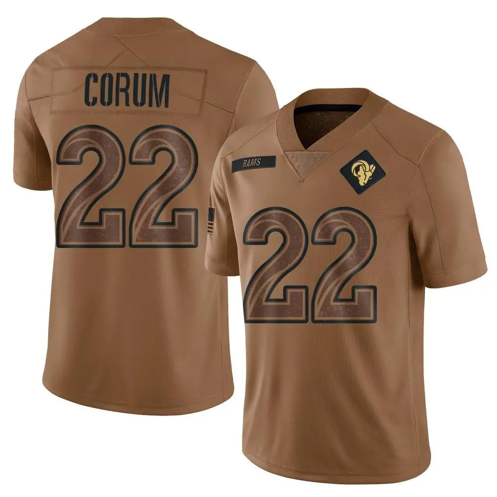 LA.Rams #22 Blake Corum Player Limited Brown Salute To Service Football Jerseys