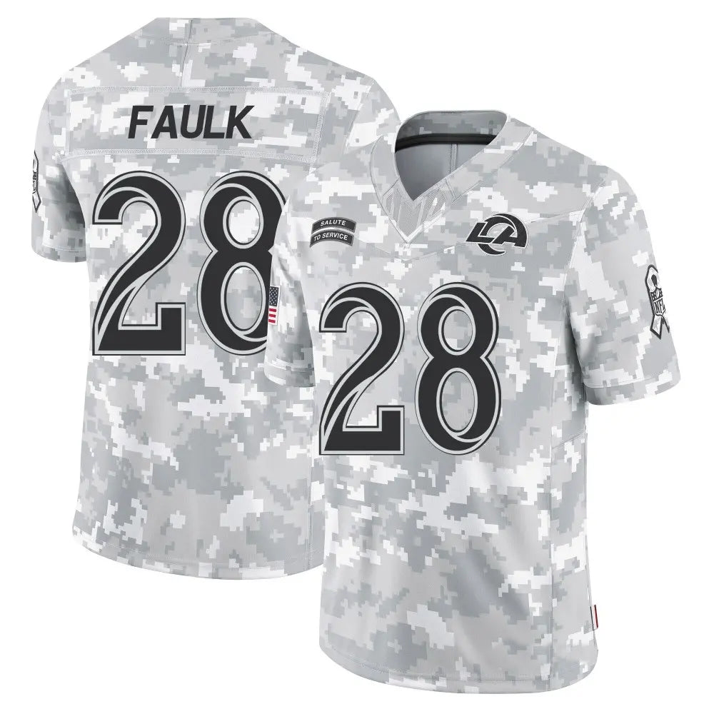 LA.Rams #28 Marshall Faulk Player Arctic Camo Salute to Service Limited Football Jerseys