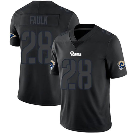 LA.Rams #28 Marshall Faulk Player Limited Black Impact Football Jerseys