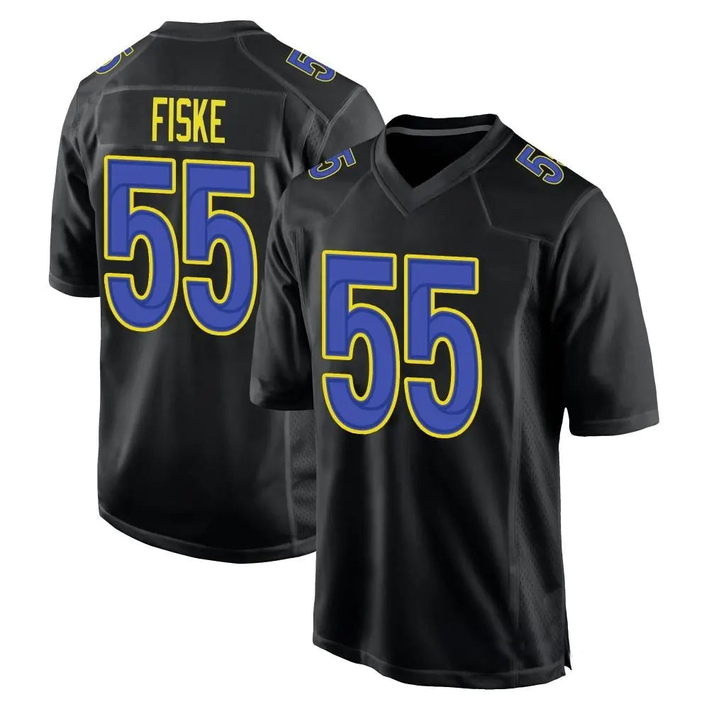 LA.Rams #55 Braden Fiske Player Black Fashion Game Football Jerseys