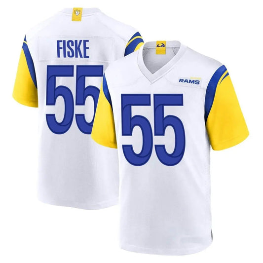 LA.Rams #55 Braden Fiske Player White Home Game Football Jerseys