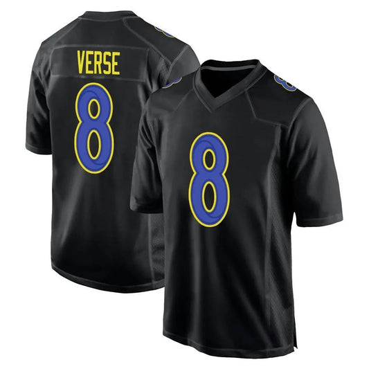 LA.Rams #8 Jared Verse Player Black Fashion Game Football Jerseys