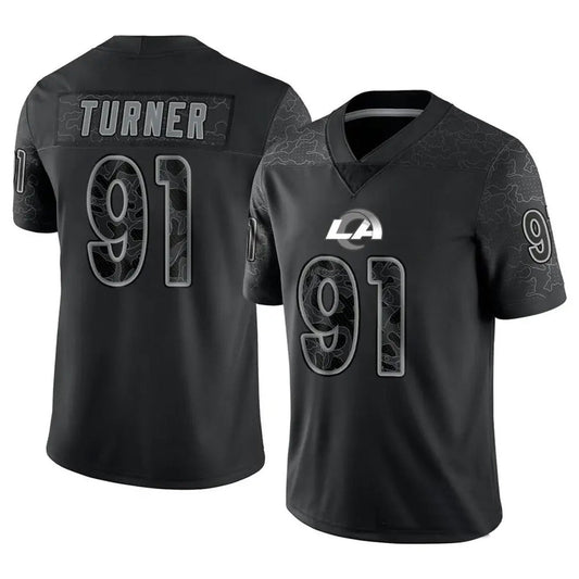 LA.Rams #91 Kobie Turner Player Black RFLCTV Limited Football Jerseys