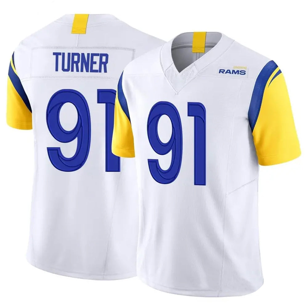 LA.Rams #91 Kobie Turner Player White Vapor F.U.S.E. Limited Football Jerseys