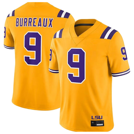 LSU Tigers Joe Burrow #9 Burreaux Player Gold College Alumni Game Jerseys