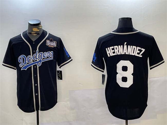 LA.Dodgers #8 Enrique Hern����ndez Player Black Cool Base Stitched Baseball Jerseys