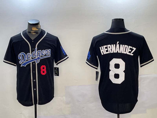 LA.Dodgers #8 Enrique Hern����ndez Black Player Game Stitched Baseball Jerseys