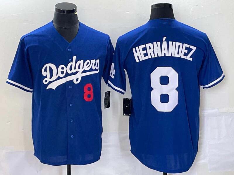 LA.Dodgers #8 Enrique Hern����ndez Player Game Jersey Blue Flex Base Stitched Baseball Jerseys