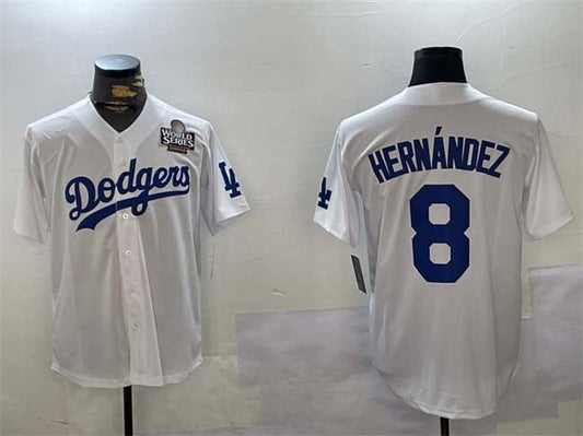 LA.Dodgers #8 Enrique Hern����ndez Player White Cool Base Stitched Baseball Jerseys