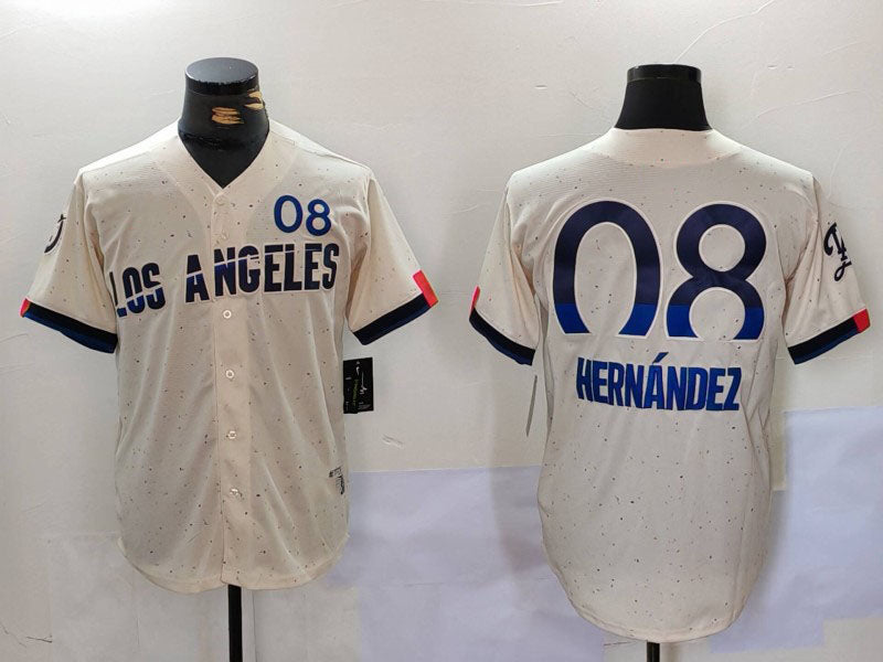 LA.Dodgers #8 Kik��| Hern����ndez Cream Player Limited Stitched Baseball Jerseys