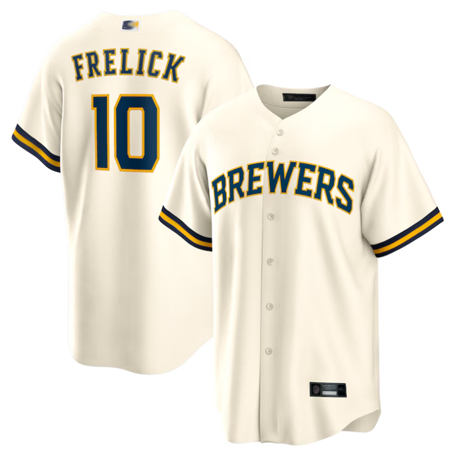 M.Brewers #10 Sal Frelick Player Cream Home Replica Baseball Jerseys