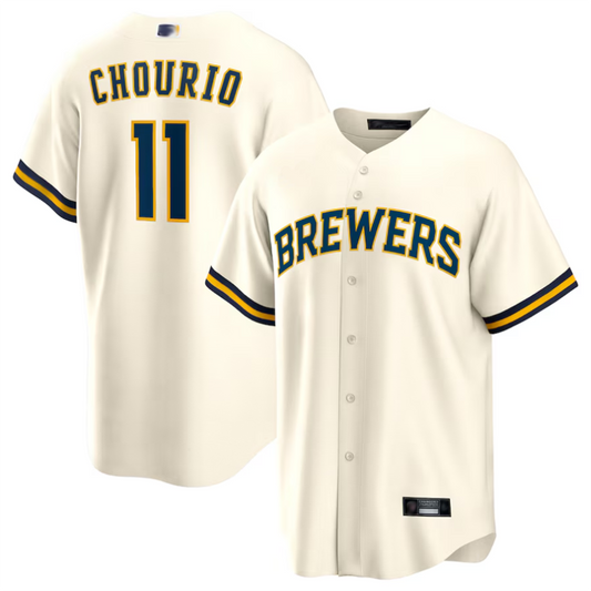M.Brewers #11 Jackson Chourio Player Cream Home Replica Baseball Jerseys