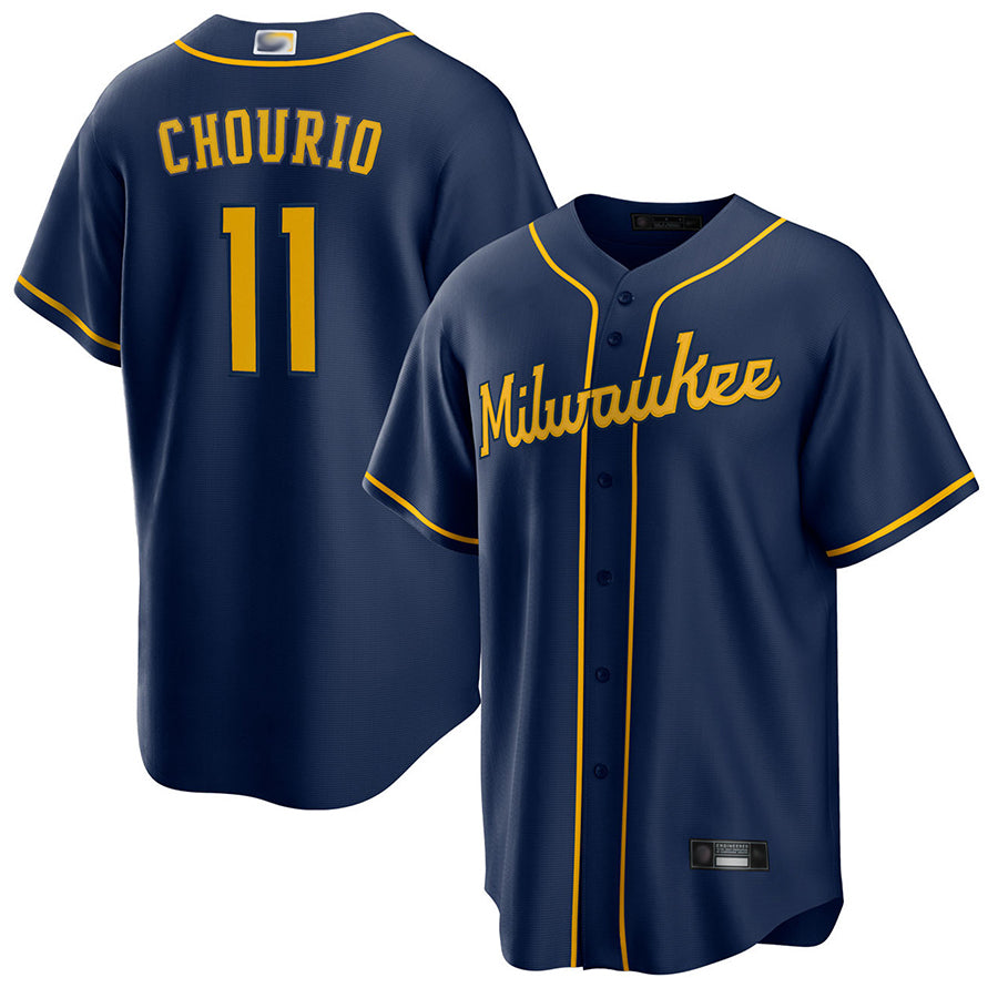 M.Brewers #11 Jackson Chourio Player Navy Home Replica Baseball Jerseys