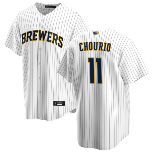 M.Brewers #11 Jackson Chourio Player White Home Replica Baseball Jerseys