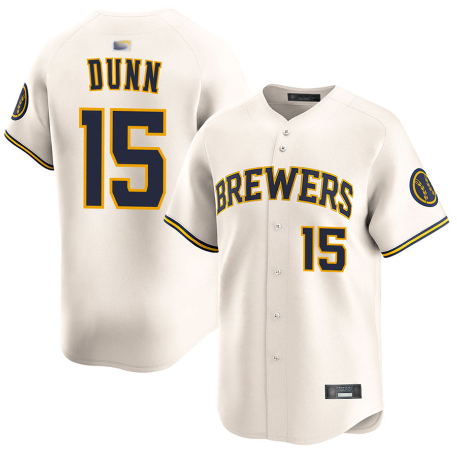 M.Brewers #15 Oliver Dunn Player Cream Home Limited Baseball Jerseys