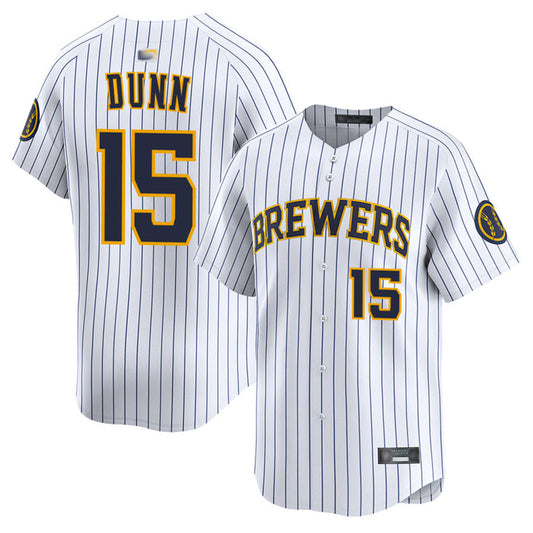 M.Brewers #15 Oliver Dunn Player White Limited Baseball Jerseys