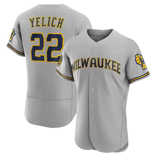 M.Brewers #22 Christian Yelich Player Gray Home Limited Elite Baseball Jerseys