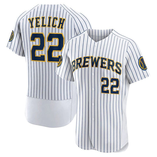 M.Brewers #22 Christian Yelich Player White Home Limited Elite Baseball Jerseys