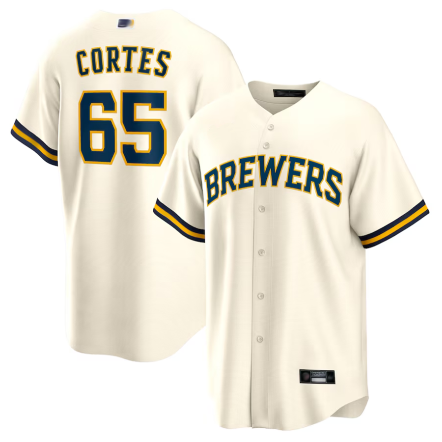 M.Brewers #65 Nestor Cortes Player Cream Home Replica Baseball Jerseys
