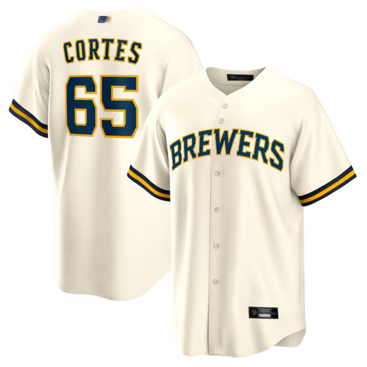 M.Brewers #65 Nestor Cortes Player Cream Home Replica Baseball Jerseys