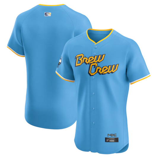 M.Brewers Blank Player Powder Blue City Connect Elite Basebll Jerseys