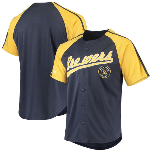 M.Brewers Blank Player Stitches Navy Replica Game Basebll Jerseys