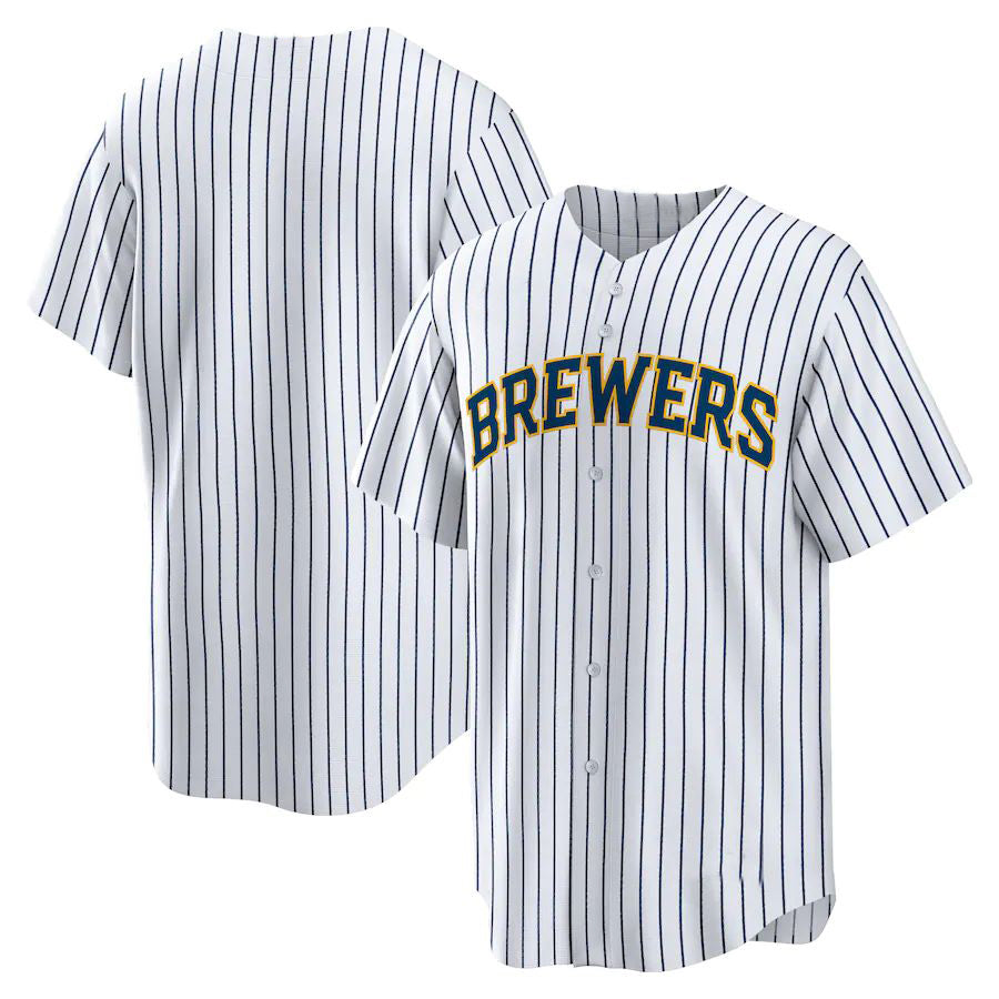 M.Brewers Blank Player White Home Replica Baseball Jerseys