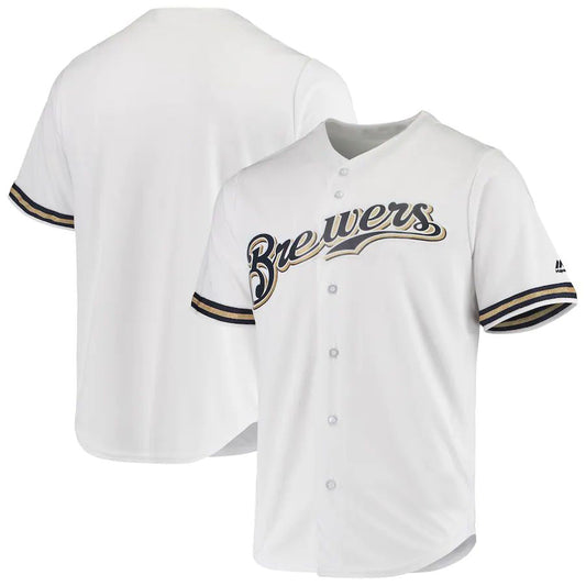 M.Brewers Blank Player White Team Home Replica Baseball Jerseys