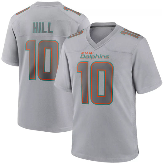 M.Dolphins #10 Tyreek Hill Player Grey Atmosphere Fashion Football Jerseys