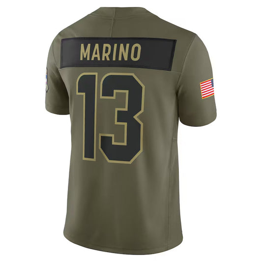 M.Dolphins #13 Dan Marino Player Olive Salute to Service Retired Limited Football Jerseys