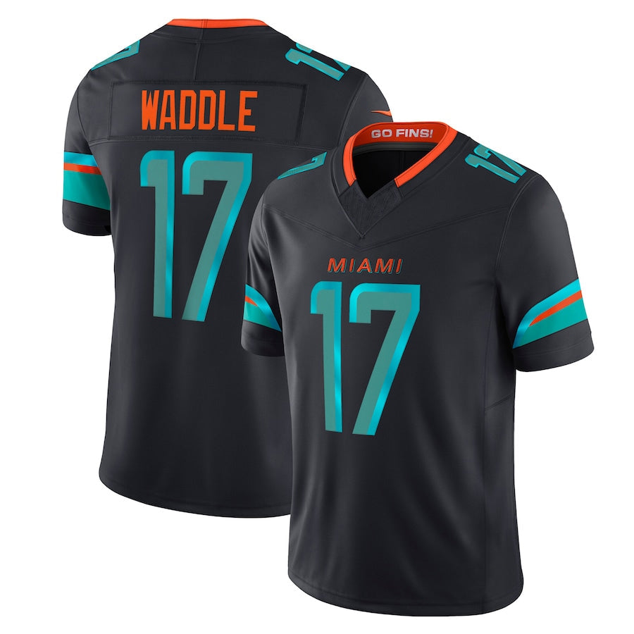 M.Dolphins #17 Jaylen Waddle Player Blue Rivalries Collection Vapor Limited Football Jerseys
