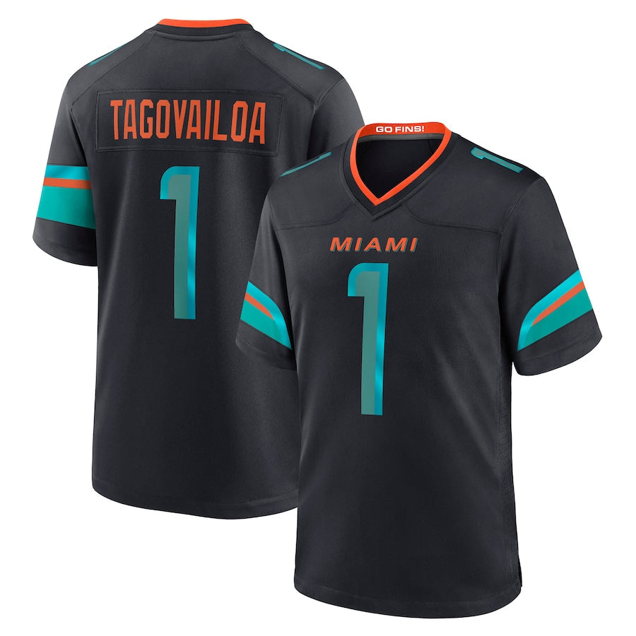 M.Dolphins #1 Tua Tagovailoa Player Blue Rivalries Collection Game Football Jerseys