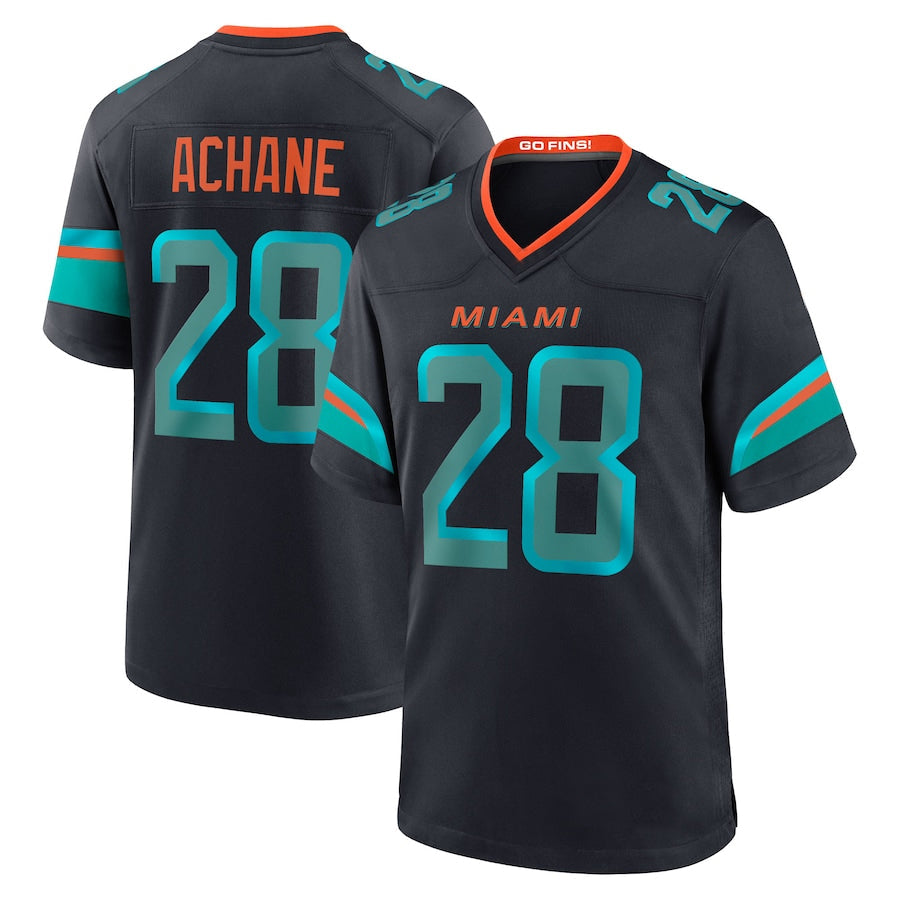 M.Dolphins #28 De?．Von Achane Player Blue Rivalries Collection Game Football Jerseys