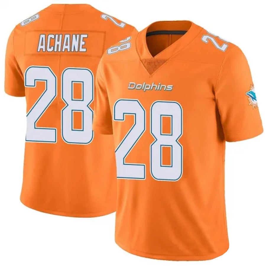M.Dolphins #28 De?．Von Achane Player Orange Vapor Limited Football Jerseys