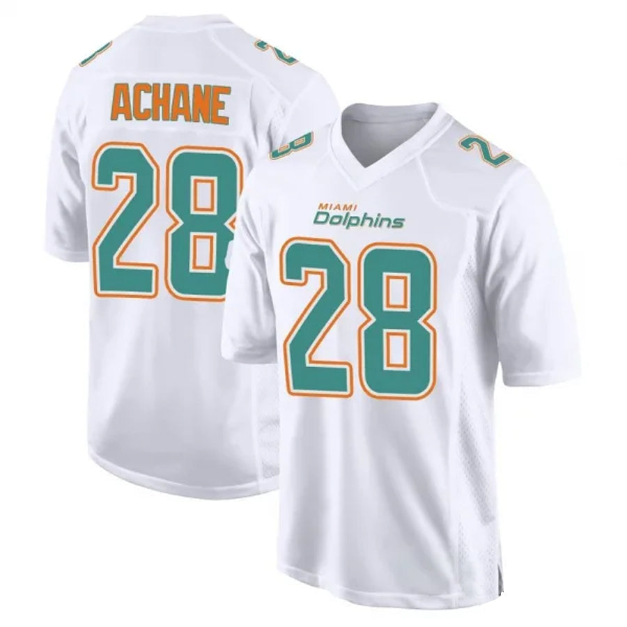 M.Dolphins #28 De?．Von Achane Player White Foshion Elite Football Jerseys