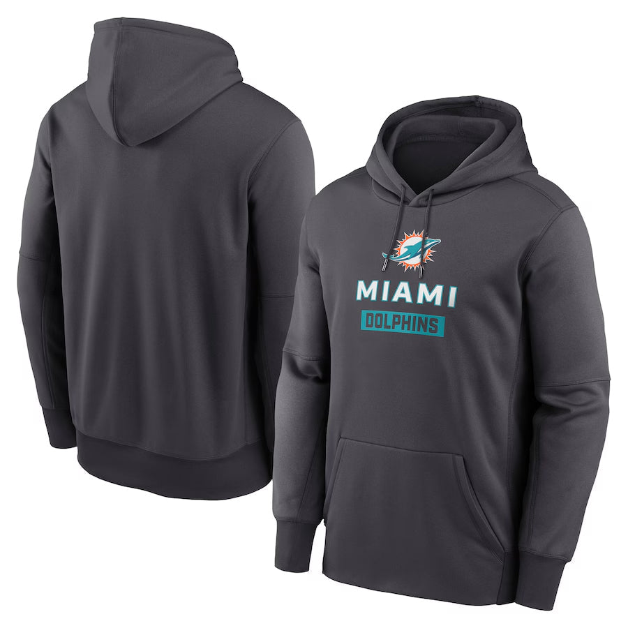 M.Dolphins Anthracite Toss Sweep Pullover Hoodie Game Football Jerseys