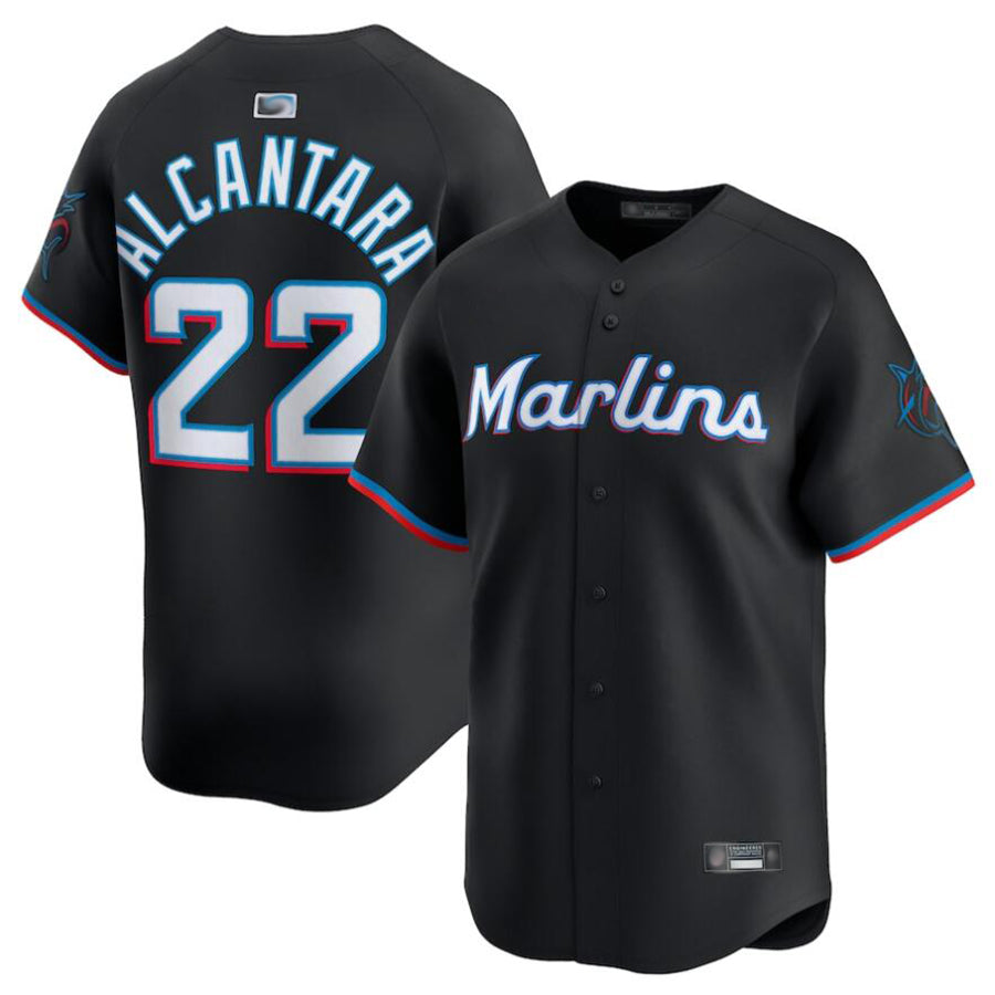 M.Marlins #22 Sandy Alcantara Player Black Home Limited Baseball Jerseys