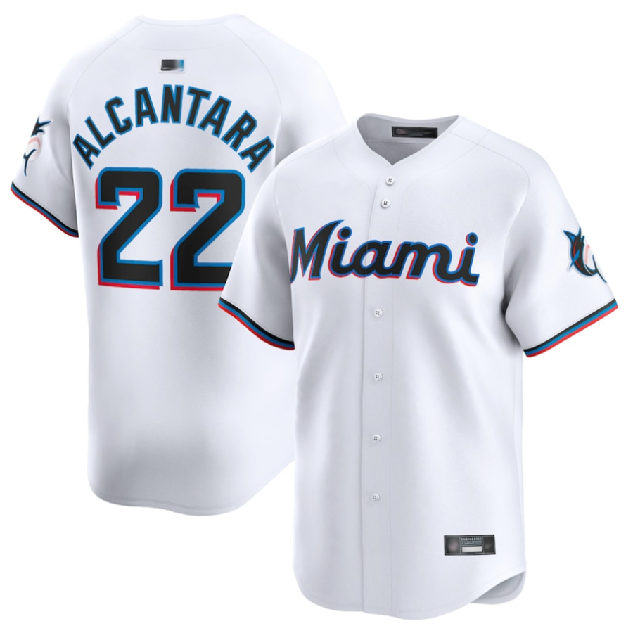 M.Marlins #22 Sandy Alcantara Player White Home Limited Baseball Jerseys