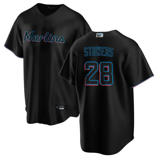 M.Marlins #28 Kyle Stowers Player Black Home Replica Baseball Jerseys