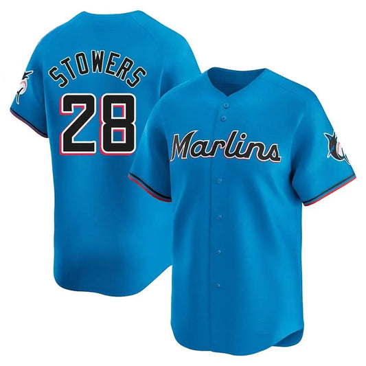 M.Marlins #28 Kyle Stowers Player Blue City Connect Home Limited Baseball Jerseys