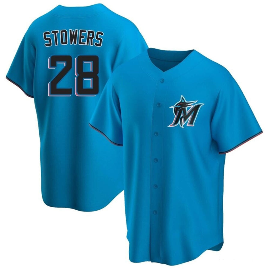 M.Marlins #28 Kyle Stowers Player Blue Home Replica Baseball Jerseys