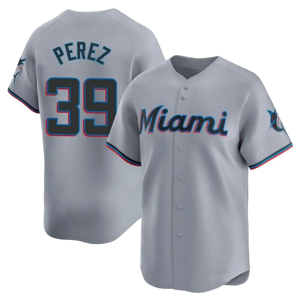 M.Marlins #39 Eury Perez Player Gray Home Replica Baseball Jerseys