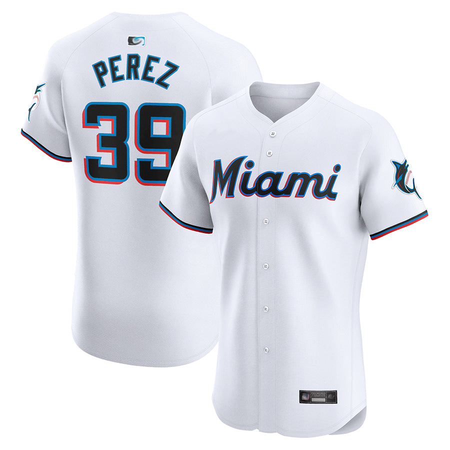 M.Marlins #39 Eury Perez Player White Home Limited Elite Baseball Jerseys
