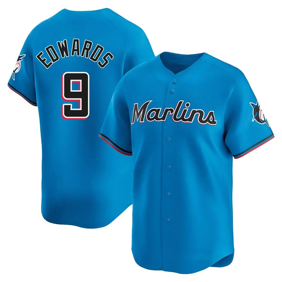 M.Marlins #9 Xavier Edwards Player Blue City Connect Home Limited Baseball Jerseys