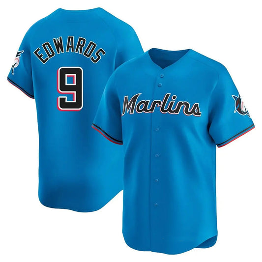 M.Marlins #9 Xavier Edwards Player Blue City Connect Home Limited Baseball Jerseys