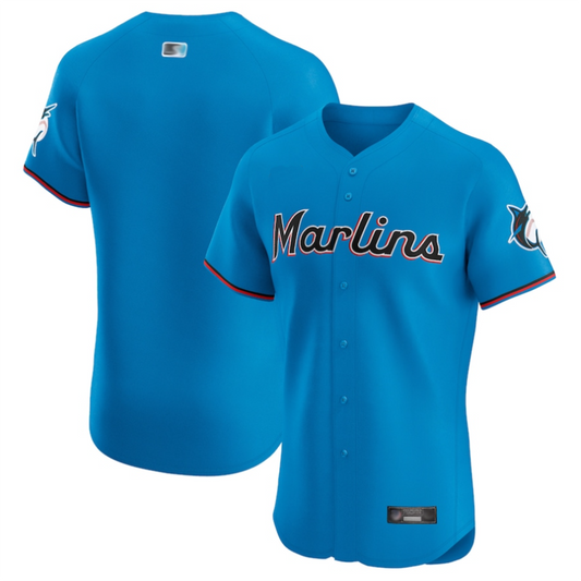 M.Marlins Blank Player Blue Vapor Premier Elite Baseball Jerseys