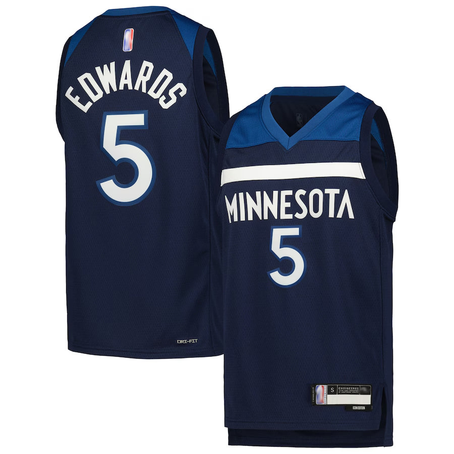 M.Timberwolves #5 Anthony Edwards Player Navy Swingman Icon Edition Basketball Jerseys
