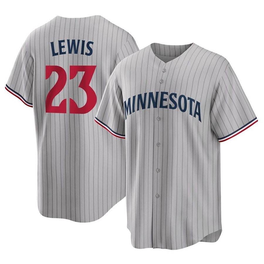 M.Twins #23 Royce Lewis Player Replica Gray Road Baseball Jerseys